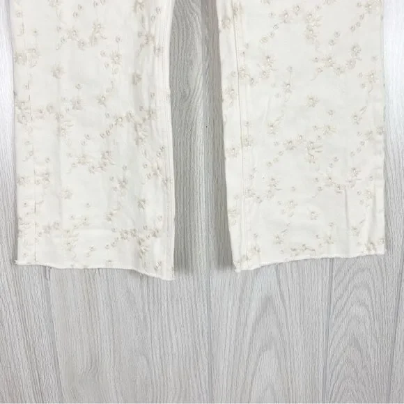 J. Crew | White Floral Embroidered Billie Demi Door Cropped Jeans Size 29 - Picture 6 of 12